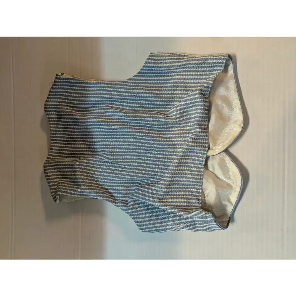 Dapper Dudes Vintage Blue White Striped Seersucker Toddler Dress Vest Bow Tie 4T